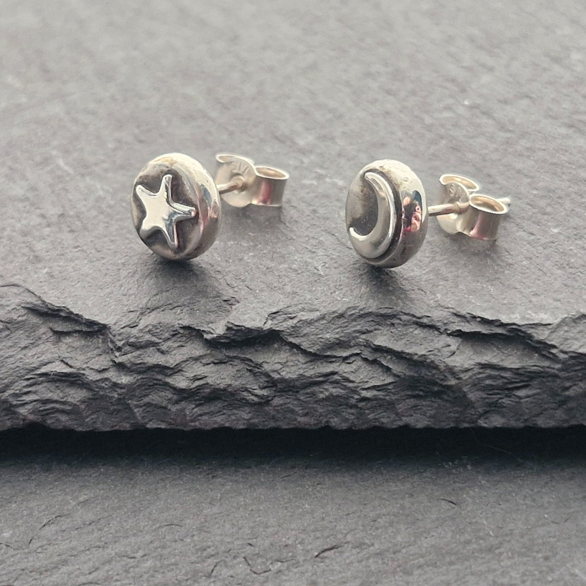 STAR & MOON Stud Earrings - Sterling Silver image 1