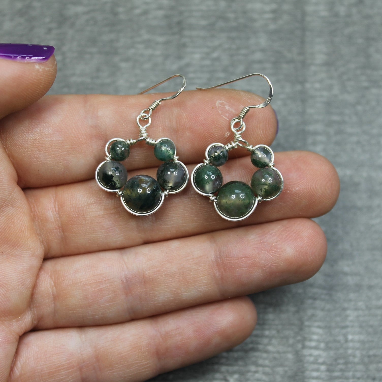 MOSS AGATE Earrings - Sterling Silver image 3