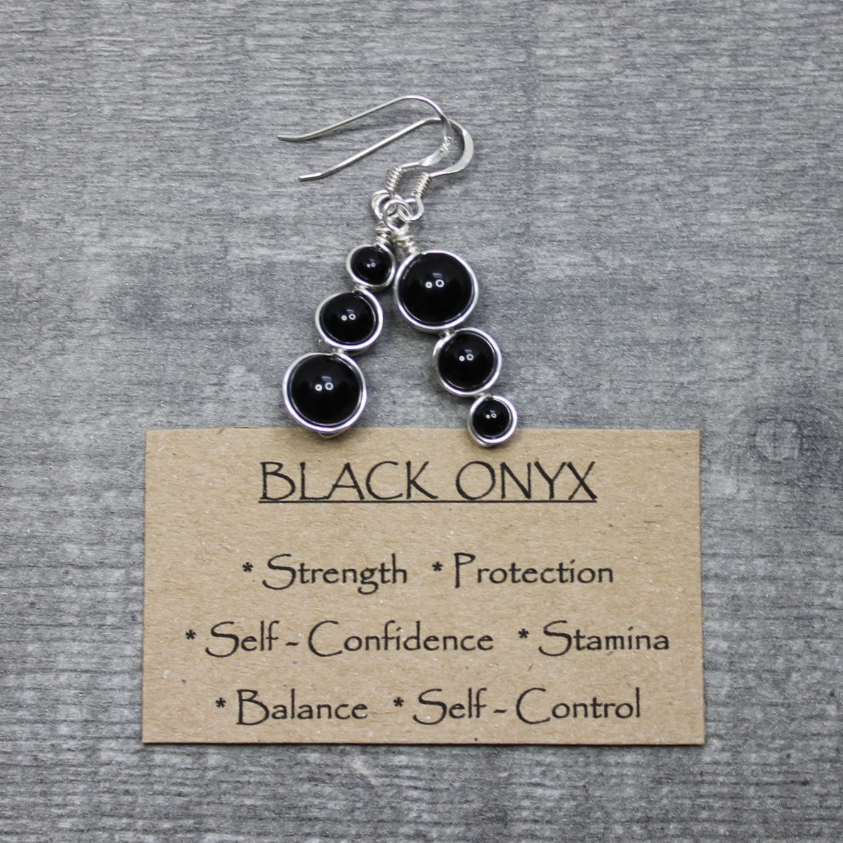 BLACK ONYX Asymmetric Earrings - Sterling Silver image 2