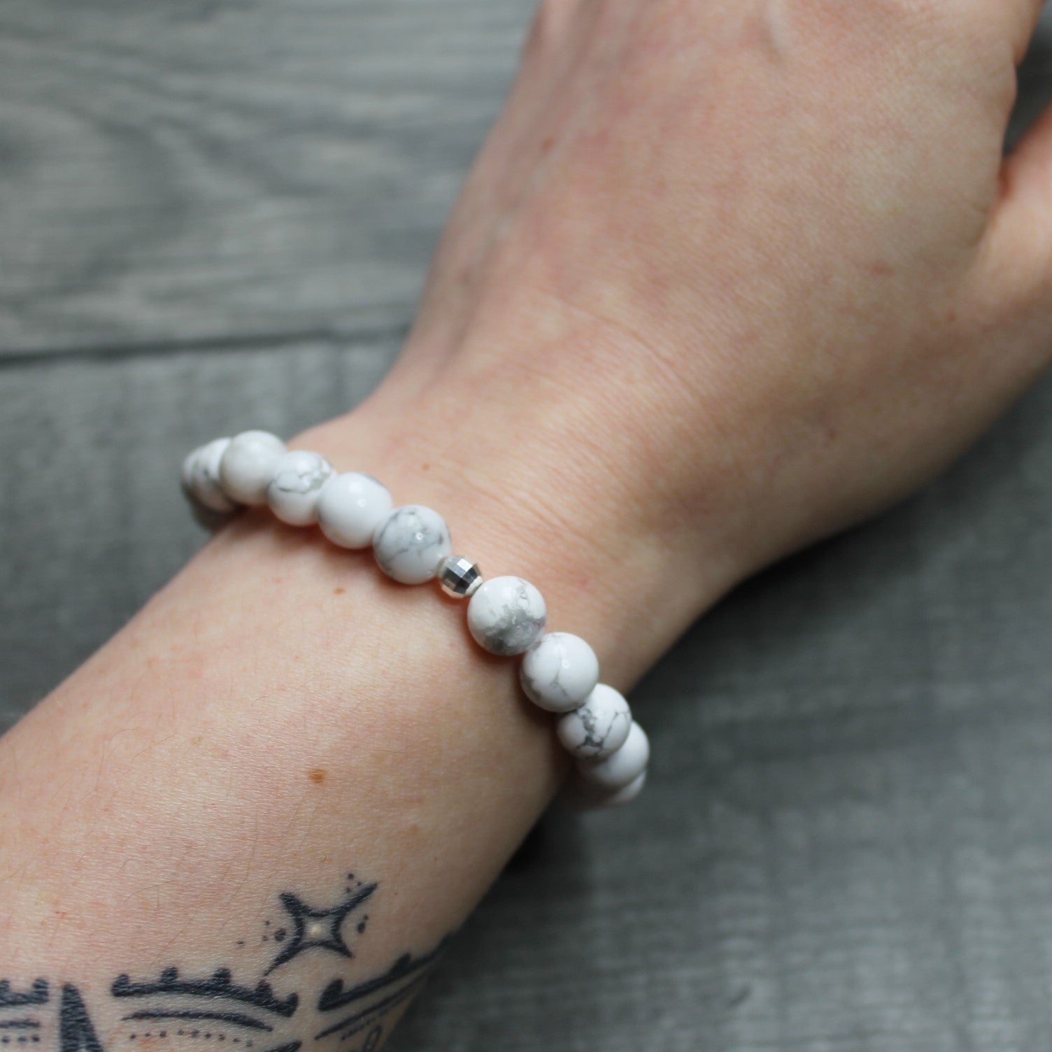 WHITE HOWLITE Bracelet - Sterling Silver image 4