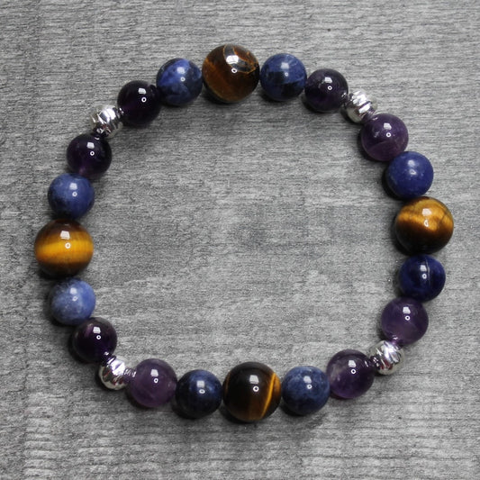 AMETHYST, SODALITE & TIGER'S EYE Bracelet - Sterling Silver image 1