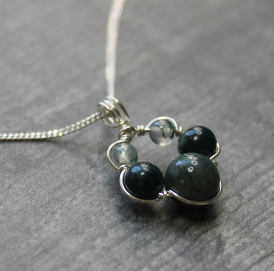 MOSS AGATE Pendant - Sterling Silver