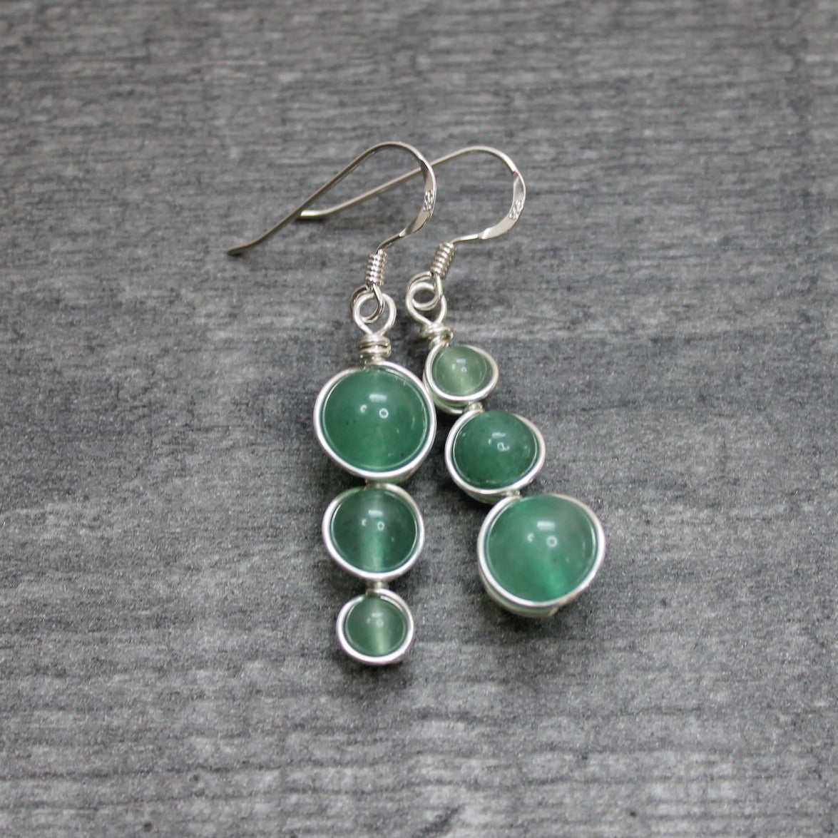 AVENTURINE Asymmetric Earrings - Sterling Silver image 4